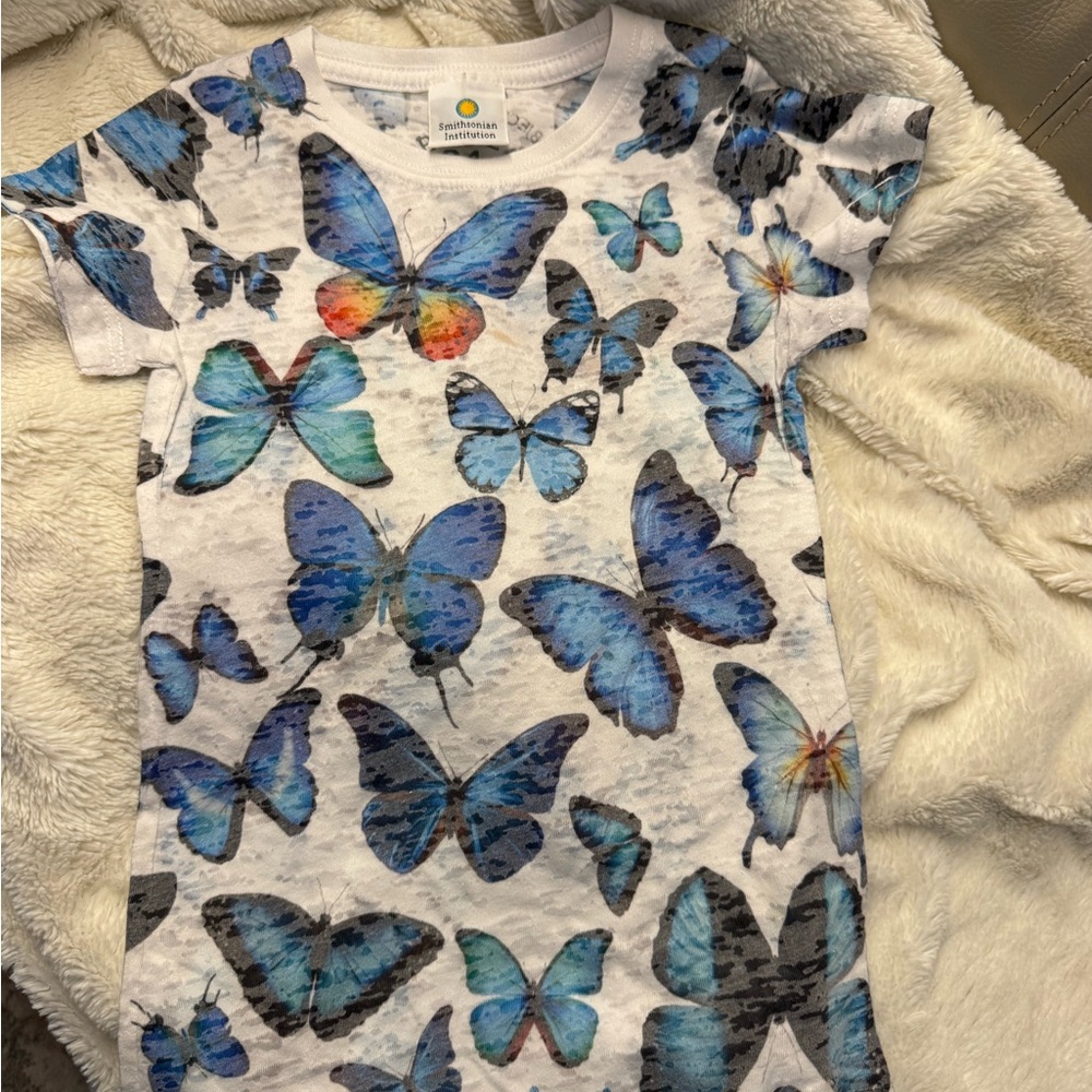 Butterfly Print Kids T Shirt dress - Blue